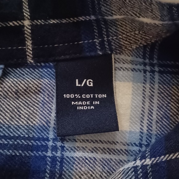 Chaps Performance Blue Plaid Flannel Shirt Men's Large L/S Cotton Rustic Preppy - Picture 6 of 10